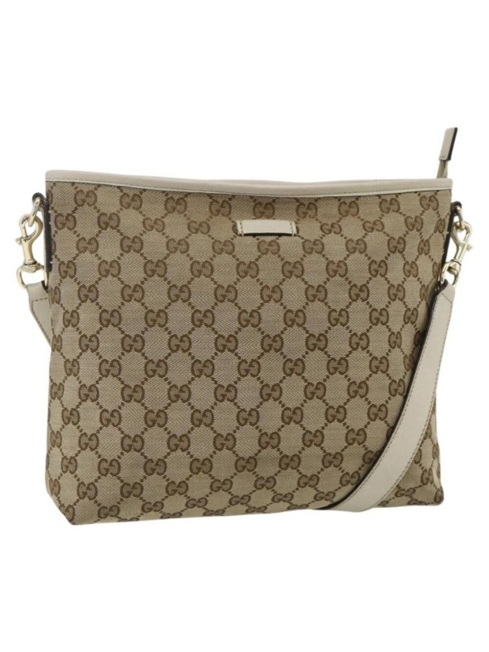 Authentic GUCCI GG Canvas Shoulder Bag Beige Gold 388924